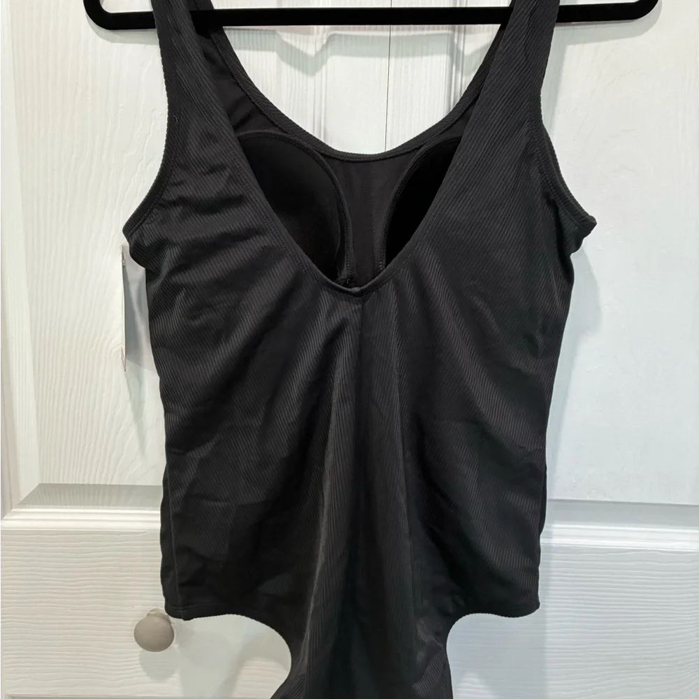 Hurley Black Ribbed Scoop-Back One-Piece